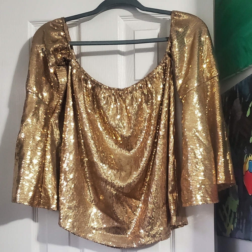 Sequins flared shirt